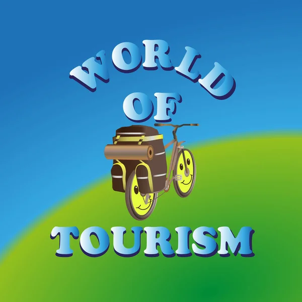 Voyagez à vélo. Le monde du tourisme . — Image vectorielle