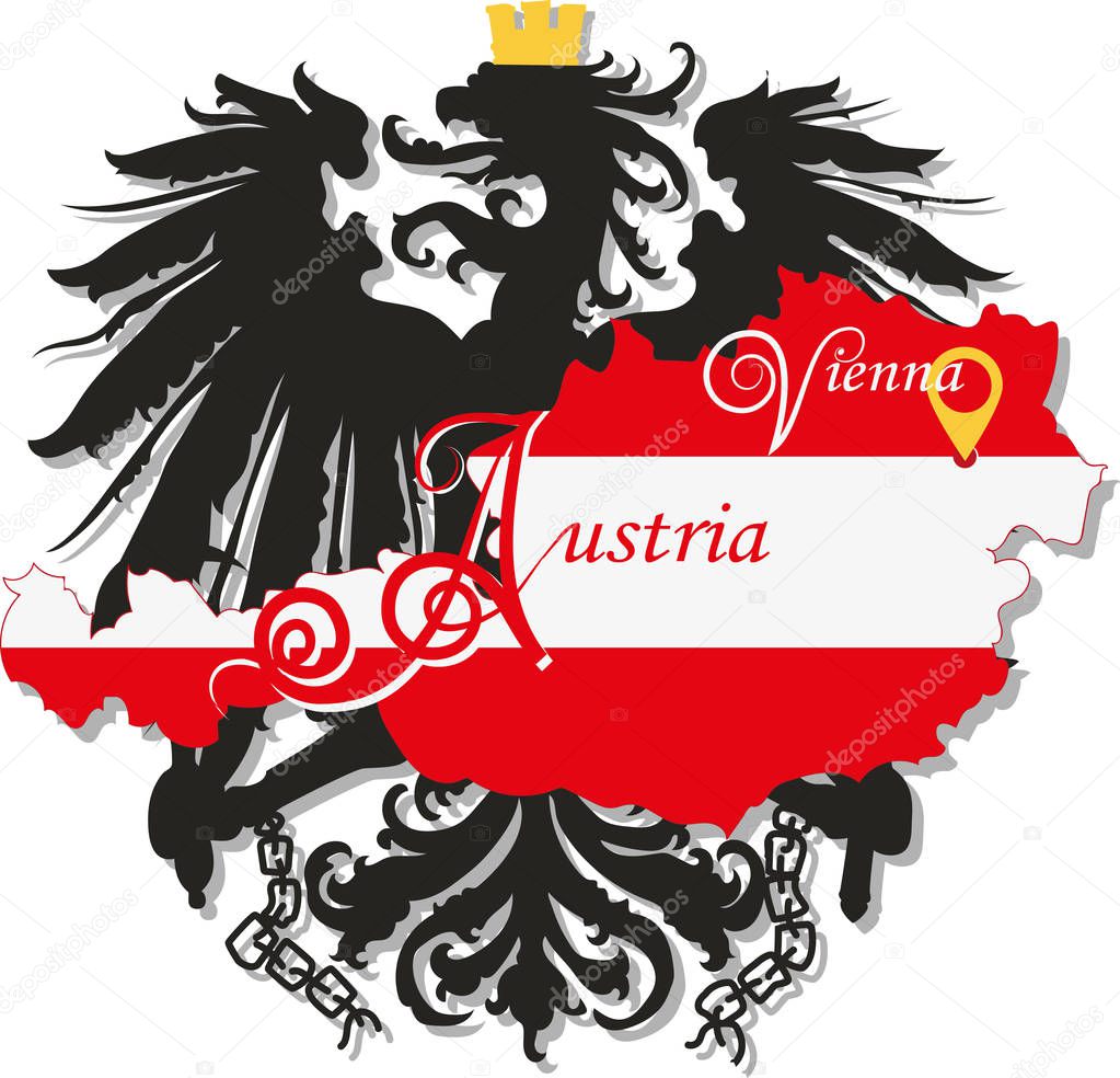 Austria and silhouette of the single-headed eagle.