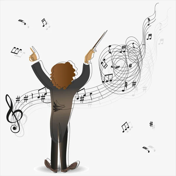 Magic of music. Conductor. — Stock Vector