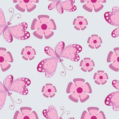 pembe kelebek ve çiçek. 