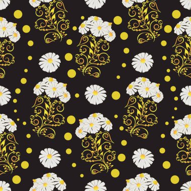 siyah zemin papatyalar. 