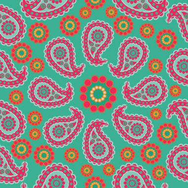 Paisley yeşil bir arka plan üzerinde. 