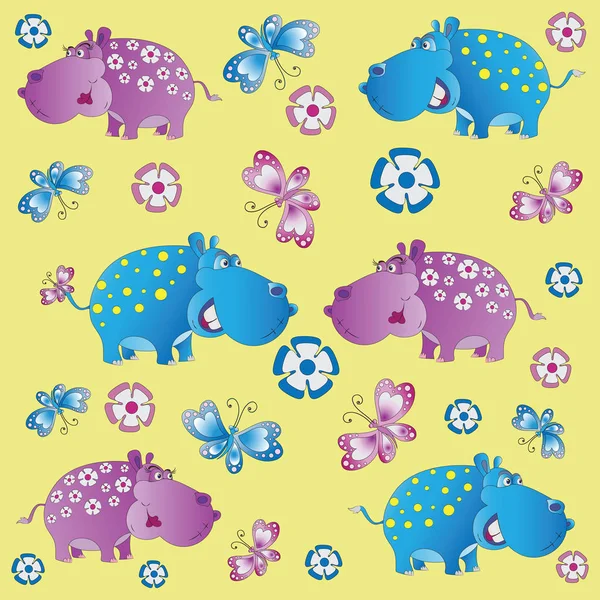 Divertido zoológico. Hipopótamos . — Vector de stock