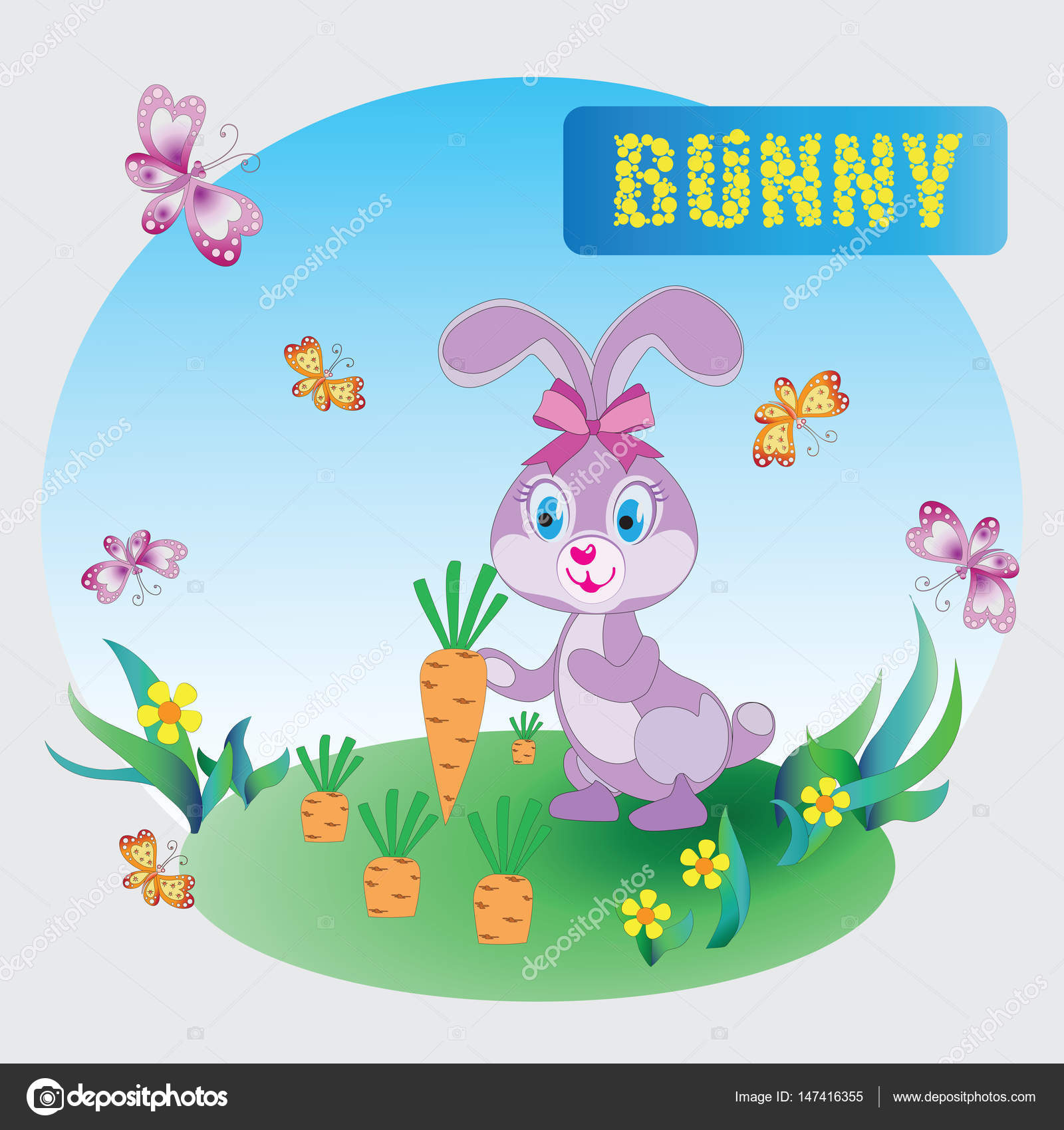 Funny Pink Bunny Zoo Grafika Wektorowa