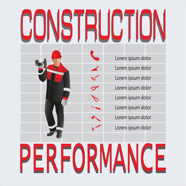 Bauarbeiter. Konstruktion und Leistung. — Stockvektor