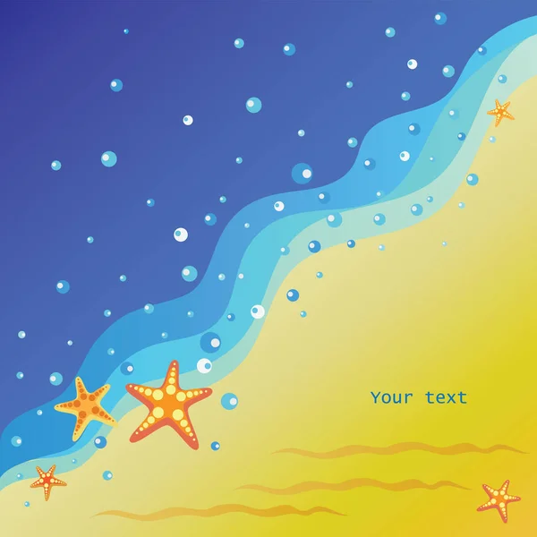 Las estrellas de mar en la orilla. Imagen vectorial . — Vector de stock