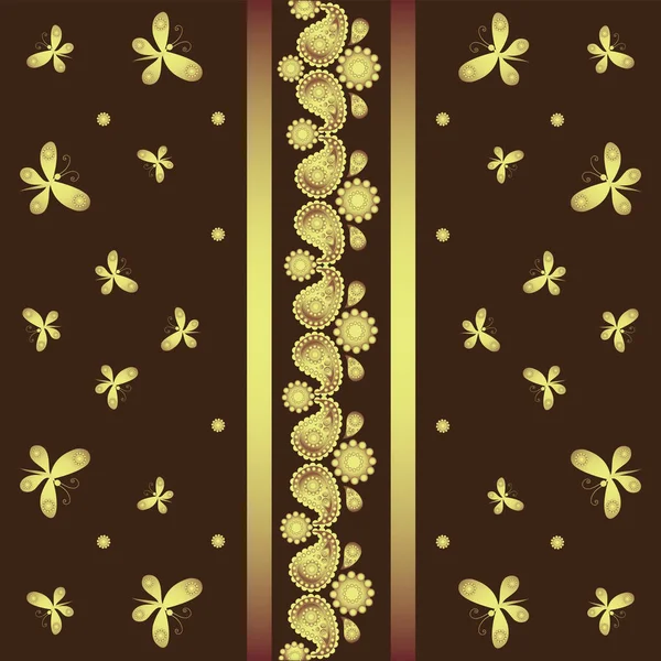 Mariposa dorada y adorno . — Archivo Imágenes Vectoriales