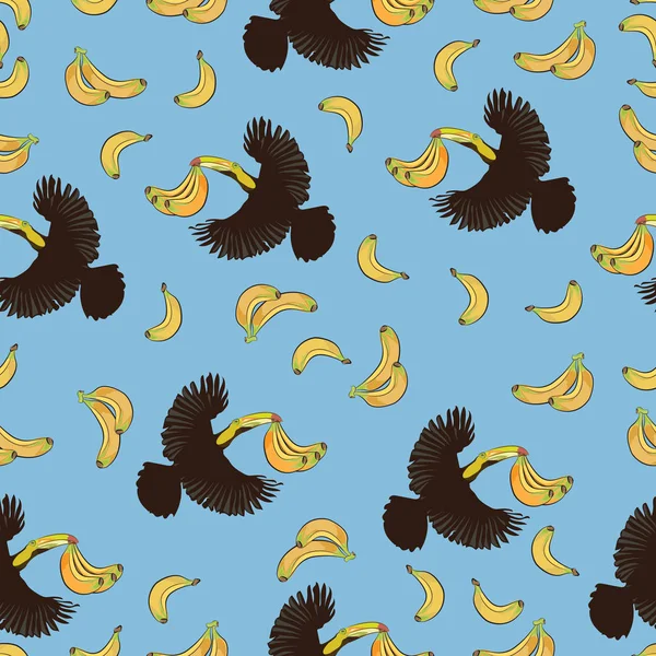 Latający Toucan z bananami. — Wektor stockowy