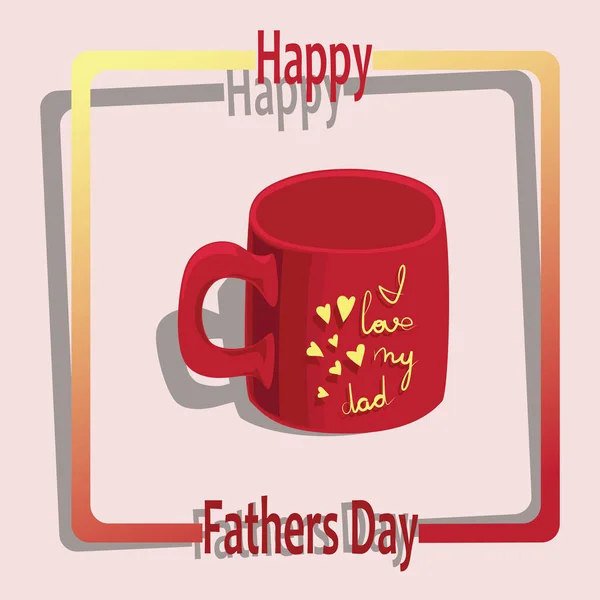 Tasse cadeau avec des cœurs jaunes et l'inscription J'aime mon père . — Image vectorielle