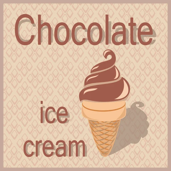 Chocolade-ijs. Pictogram. Label. — Stockvector