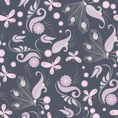 Abstract flowers and butterflies. 