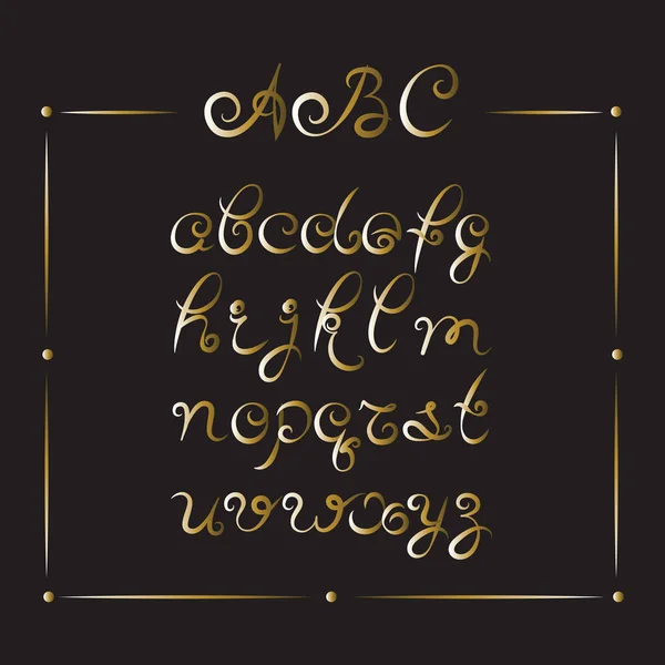 Handwritten font. Gold letters. — Stock Vector