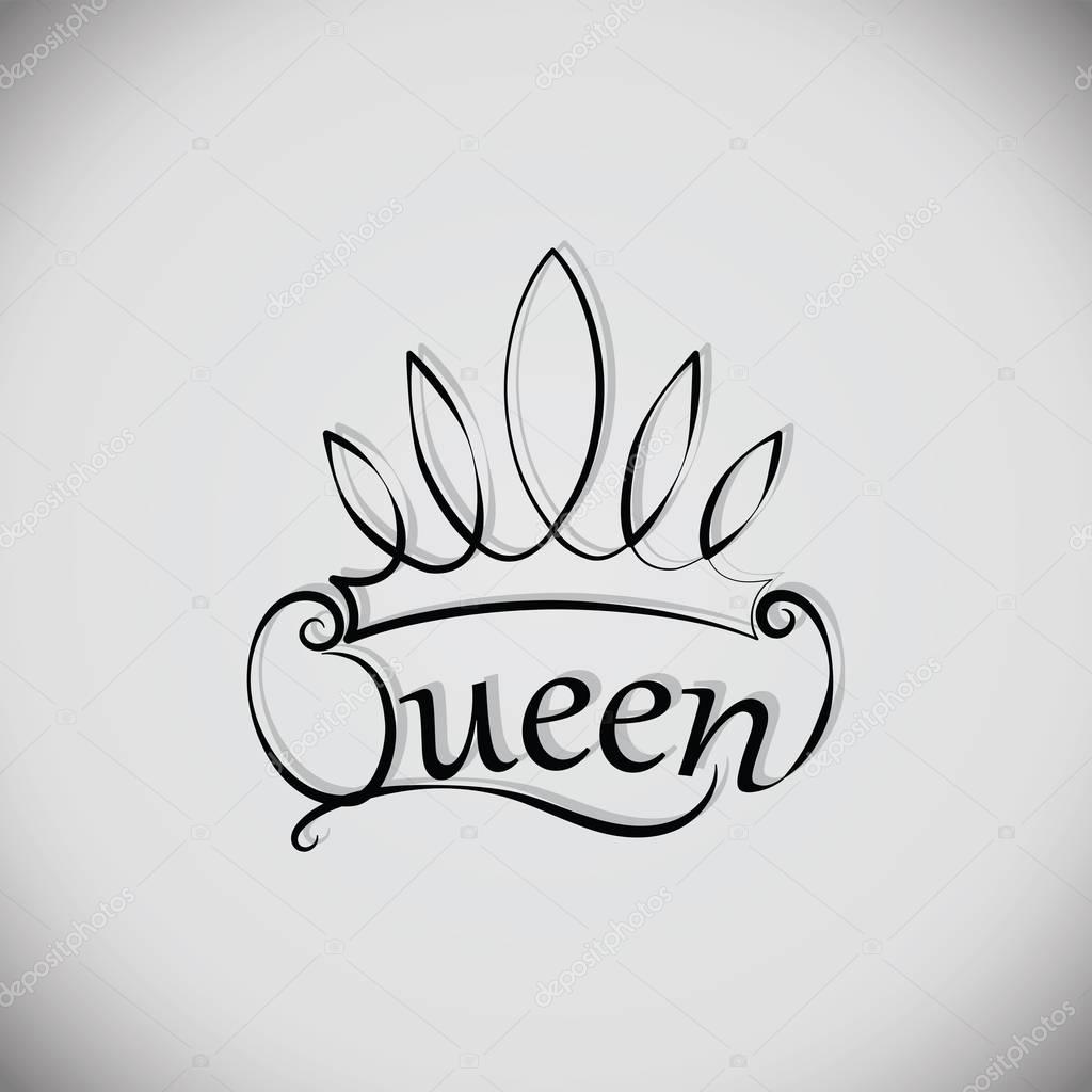Queen and the crown. Emblem, logo, badge. drawing. The element of graphic design, printing on t-shirts. Vector images for printing on fabric or paper.