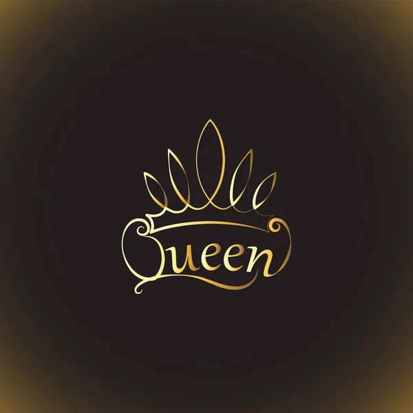 Coroa dourada e as palavras Rainha . — Vetor de Stock