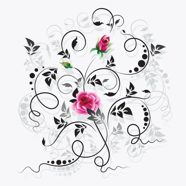 Çiçek motifi kroki tasarımı için. Rose. — Stok Vektör