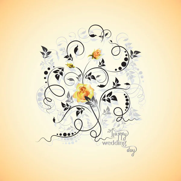 Çiçek motifi kroki tasarımı için. Sarı Gül. — Stok Vektör