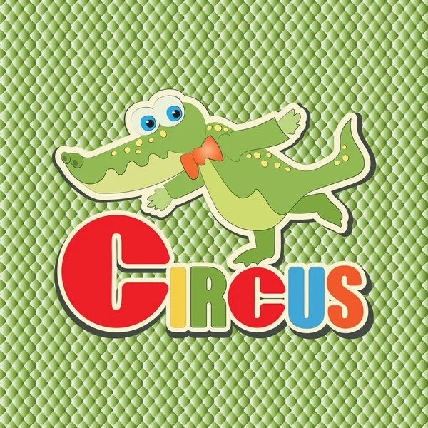 Green crocodile. Circus. — Stock Vector