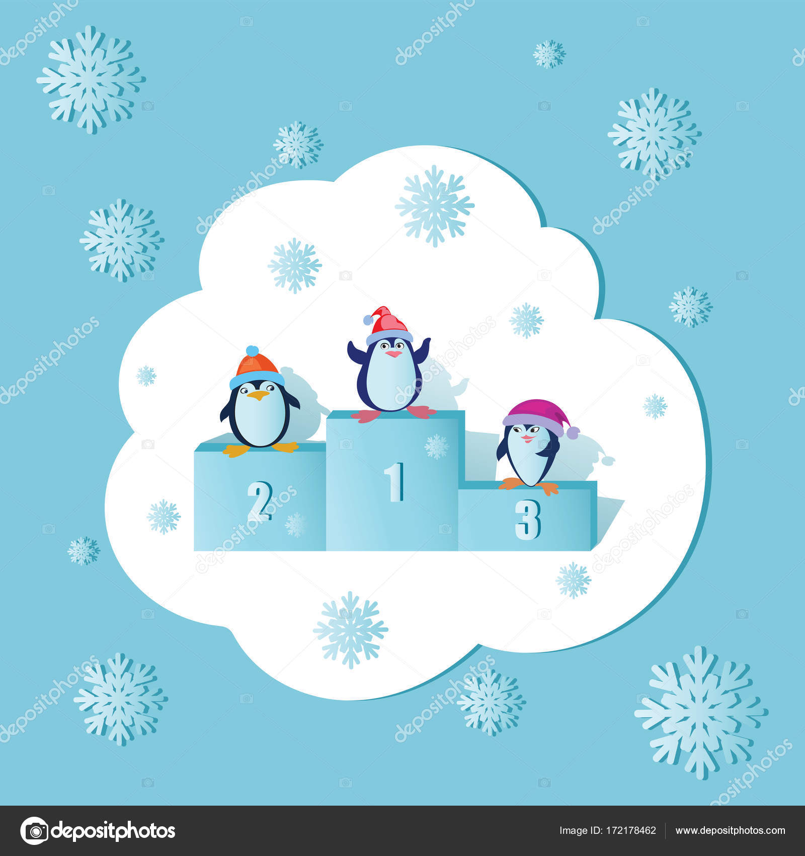 Funny penguins on the pedestal. Stock Vector Image by ©velishchuknatali