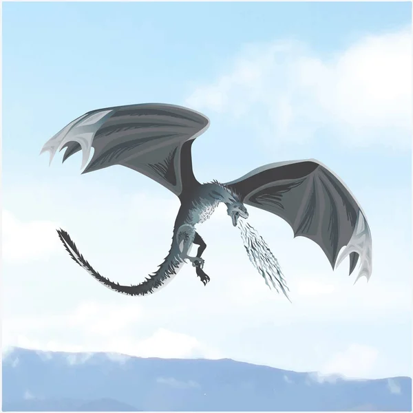 Attacking dragon against the sky. — Stock Vector