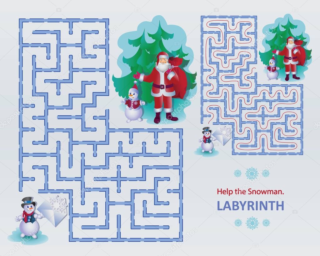Help the Snowman. Labyrinth. 