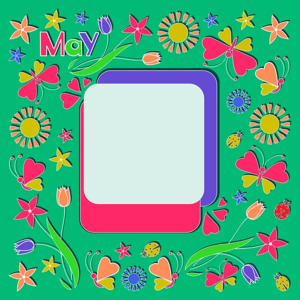 Month is May. Spring frame. — Stock Vector