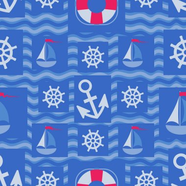 Mavi dalgalar deniz elemanları tasarımı.