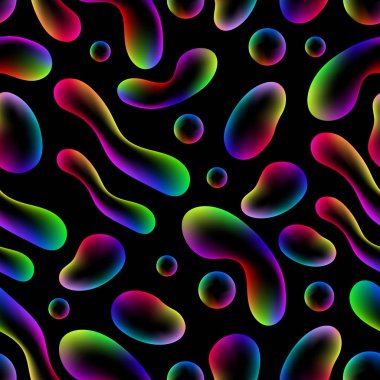 Modern holografik neon parlak desen siyah bir zemin üzerine. 