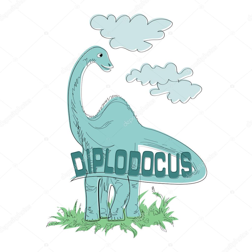 Vector illustration of a dinosaur. DIPLODOCUS. 