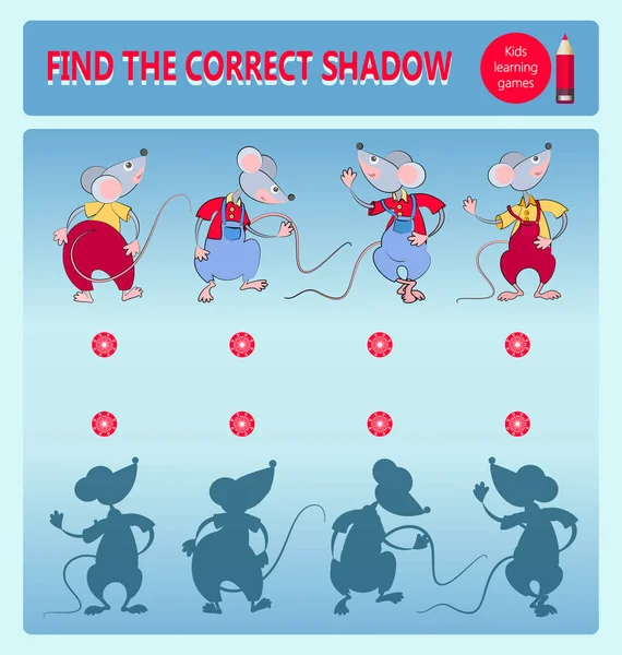 Grappige muizen. Educatief spel voor kinderen. — Stockvector