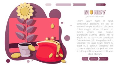 Para vektörü geçmişi. Para ağacı, altın paralı cüzdan ve banka kartı.. 