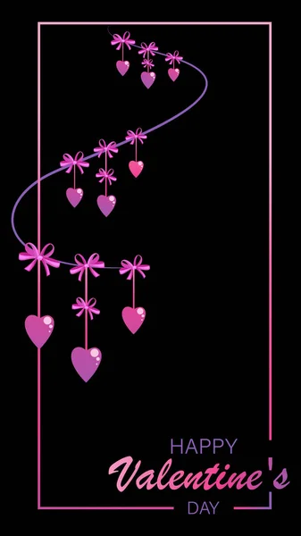 Saint-Valentin. Fond vectoriel, carte avec coeurs et arcs . — Image vectorielle