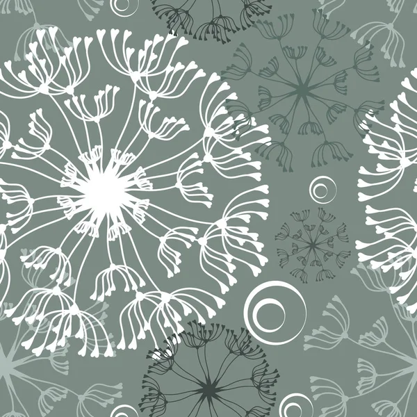 装飾タンポポのフィールド ベクトルシームレスな背景 パターン 緑のタンポポの花 パターンフィル ウェブページの背景 テクスチャのためのシームレスなパターン — ストックベクタ
