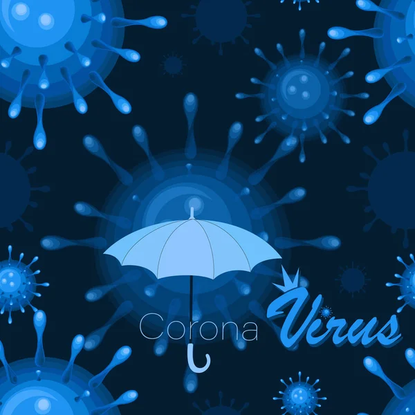 Covid Parapluie Virus Arrière Plan Wuhan Maladies Infectieuses Illustration Vectorielle — Image vectorielle