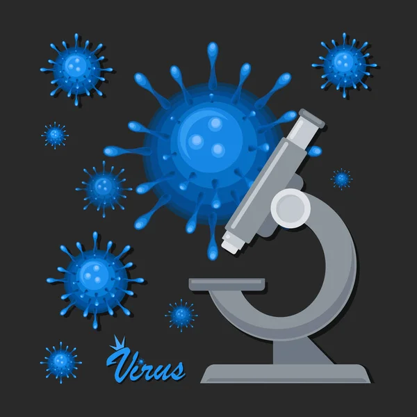 Microworld Microscope Fond Viral Covid Affiche Étude Des Infections Virales — Image vectorielle