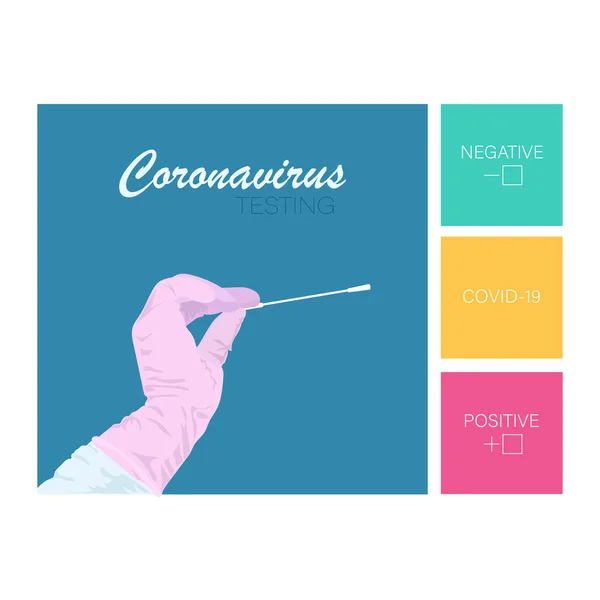 Pruebas Coronavirus Covid Prueba Laboratorio Hisopo Nasal Laboratorio Hospitalario Detección — Vector de stock