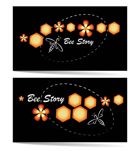 Bee Story. Abeille, fleurs et rayons de miel. Ensemble de concept. Emblèmes, étiquettes. Icône abeille linéaire . — Image vectorielle