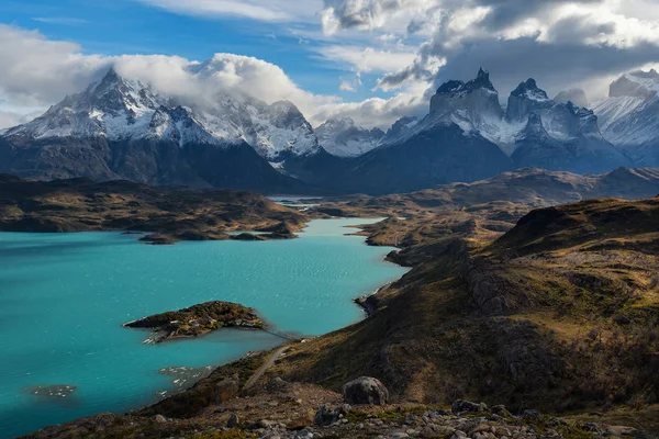 Fantastisk Färg Sjön Vattnet Pehos Ytvattenförekomst Ligger Torres Del Paine — Stockfoto