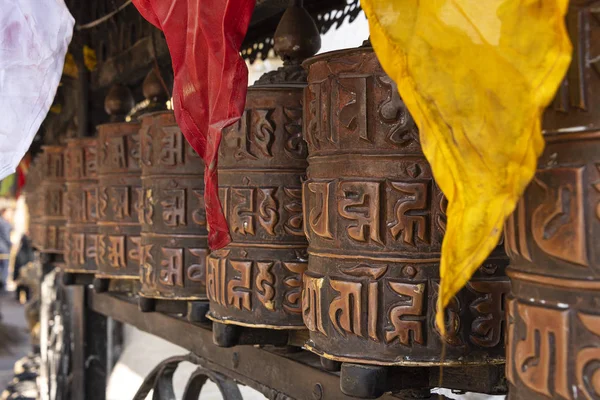 Prayer Drum Nepal Twisting Prayer Drums Drum Engraving Prayers Peace Stock Photo