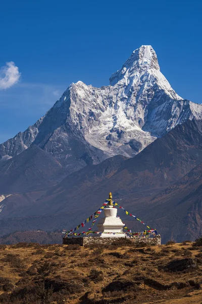 Buddhist Stupa Background Himalayan Mountains Nepal Himalayas Panorama Himalayan Mountains Royalty Free Stock Photos