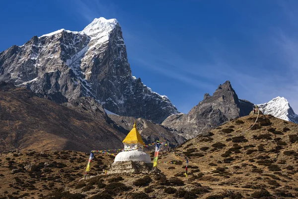 Stupa Dingboche Village Prayer Flags Way Mount Everest Base Camp Stock Photo
