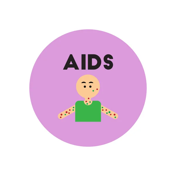 Ícone vetorial em círculo vários sintomas de AIDS no humano —  Vetores de Stock