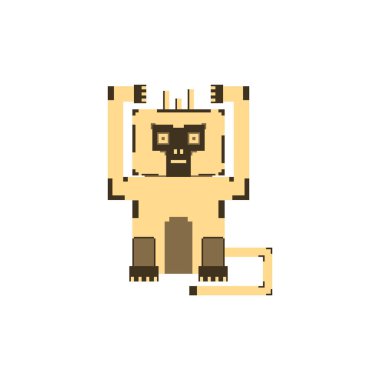 Basit piksel sanat tarzı sevimli maymun