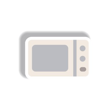 Vektör çizim kağıt etiket stili mikrodalga