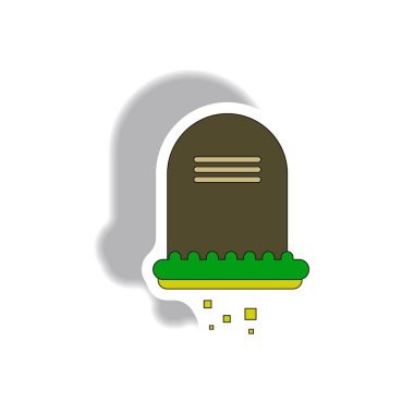 düz tasarım Cadılar Bayramı simgesi, mezar anıtı etiket