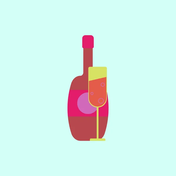 Champagne Vektorové Ilustrace Láhev Šampaňského Sklem — Stockový vektor