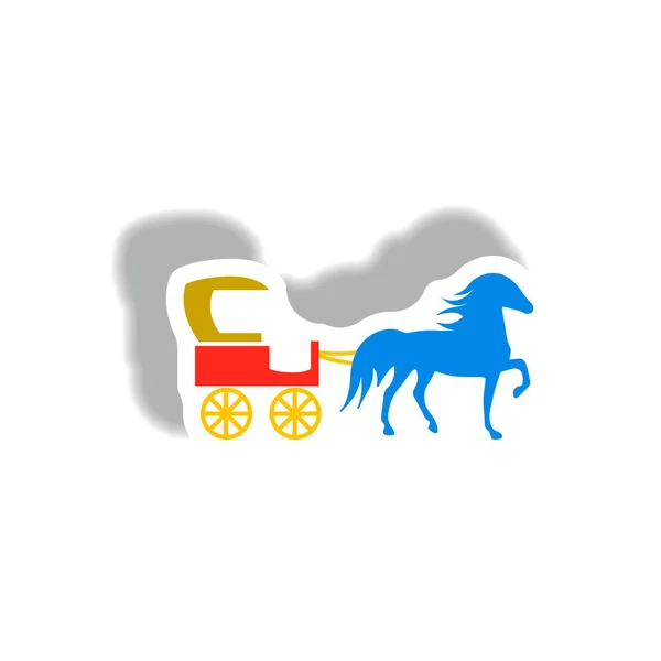 Kutsche Mit Pferd Stilvolle Ikone Sticker Stil — Stockvektor