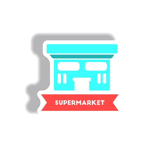 Stilvolle Ikone Sticker Stil Mit Supermarkt — Stockvektor