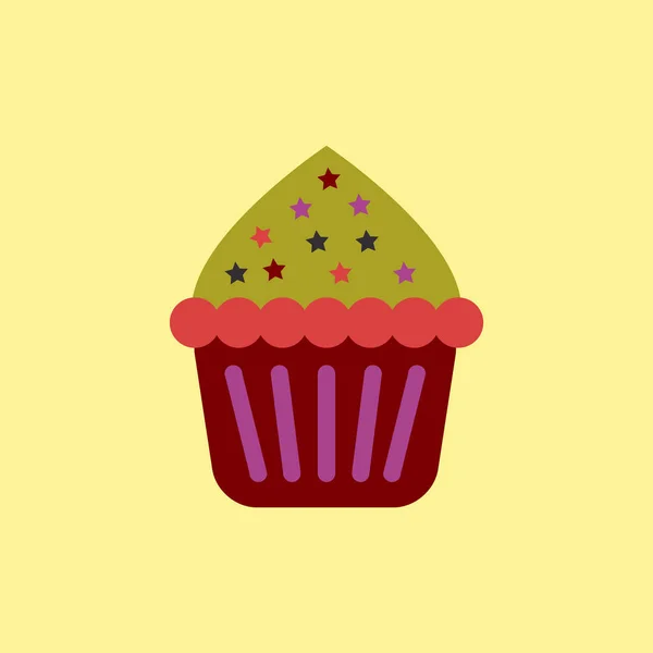 Cupcake Dessert Eenvoudige Vlakke Stijl — Stockvector
