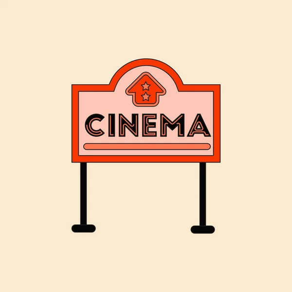 Cinema Sign Light Beige Background — Stock Vector