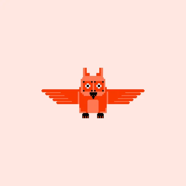 Cute Owl Simple Pixel Art Style — Stock Vector